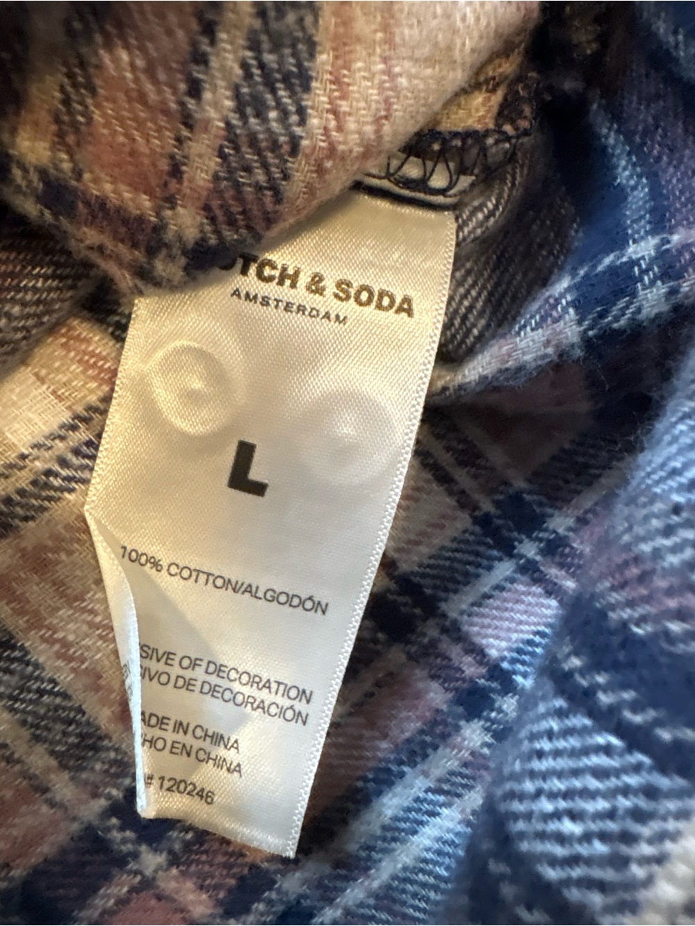 Scotch & Soda Cropped Plaid Button Down Flannel Collared Shirt Size Large - Picture 7 of 12